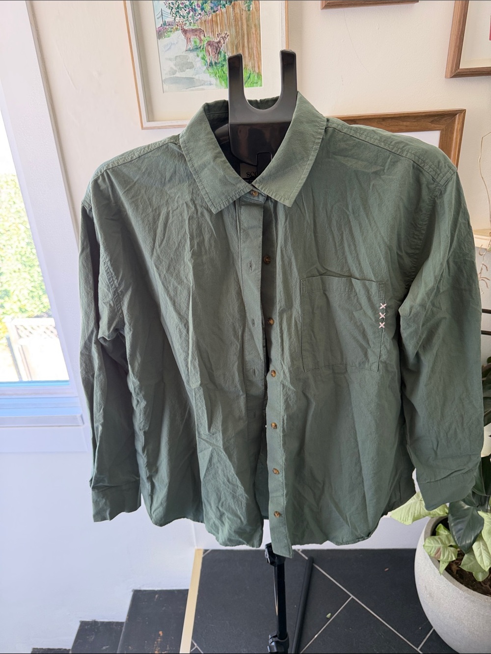 Scotch & Soda Olive Green Button-Down Shirt